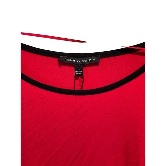 Cable & Gauge Blouse Top Women Size M Red Slit Sleeve Crew Neck Viscouse Outdoor - Picture 3 of 6